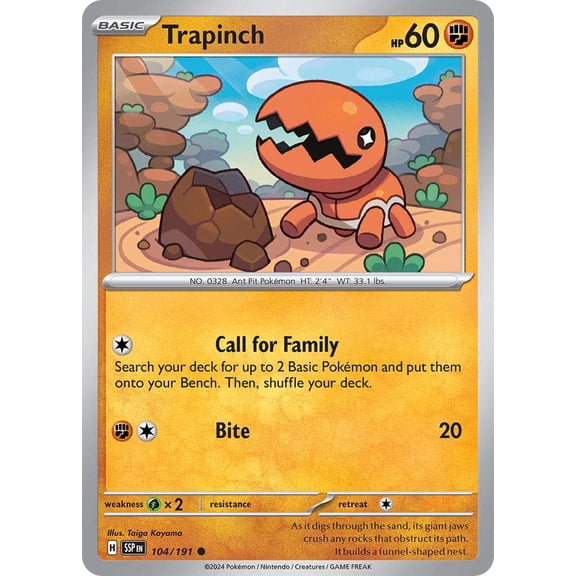 Pokemon Surging Sparks Common Trapinch #104
