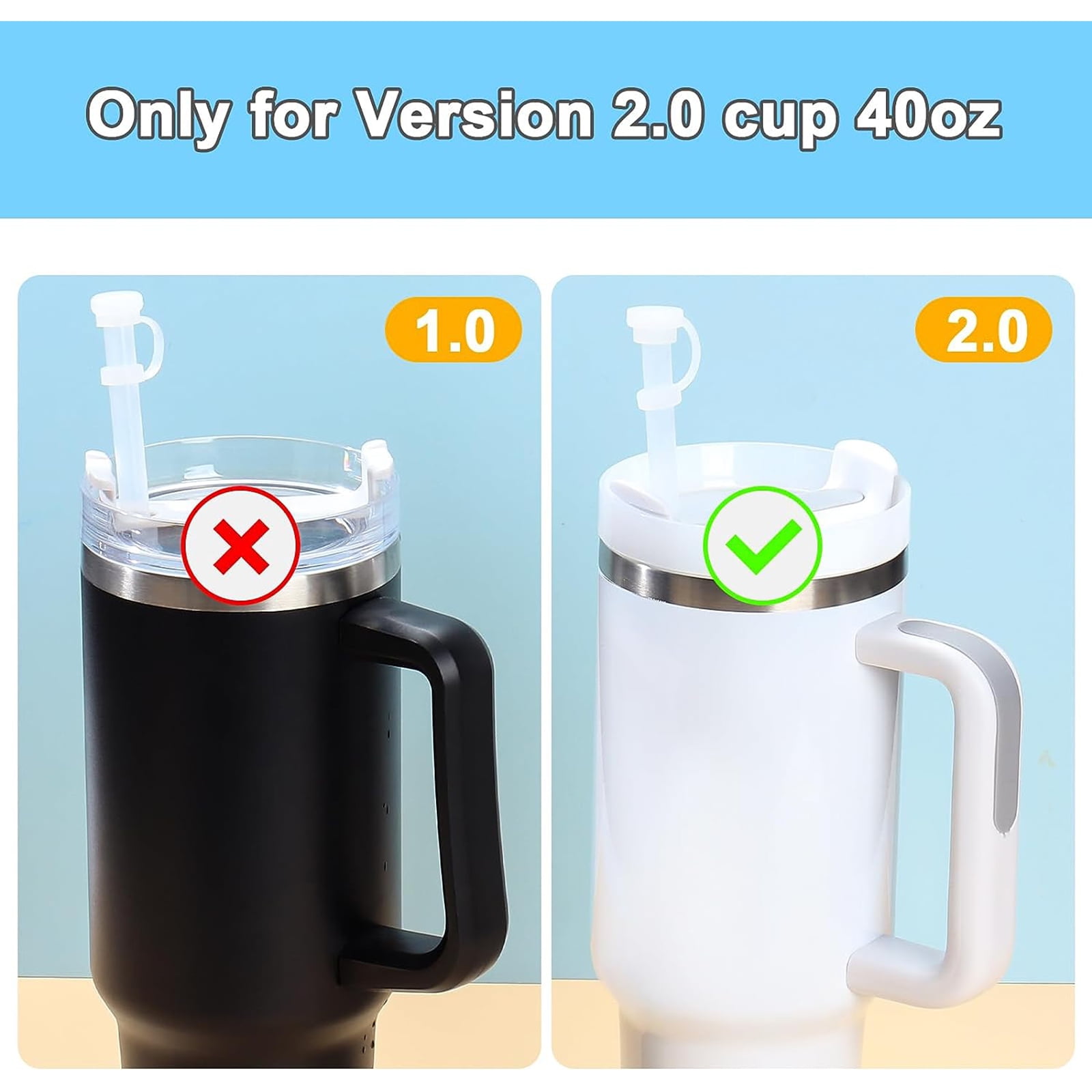 8PCS for Stanley Cup Accessory, Spill Stopper for Stanley 40 oz Tumbler  with Handle 30 oz, FAMOPLAY Leak Stopper for Stanley Quencher H2.0 Tumbler