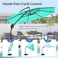 thumbnail image 3 of JUSTLET 10ft Curvy Cantilever Offset Hanging Market Patio Umbrella with Base, Turquoise, 3 of 9