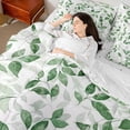 thumbnail image 4 of Manfei Tree Leaves 7 Pieces Bedding Comforter Set for Boys Girls,Botanical Plants Full Bedding Set Lightweight,Green White Fitted Sheet Flat Sheet,Lightweight Room Decor, 4 of 8