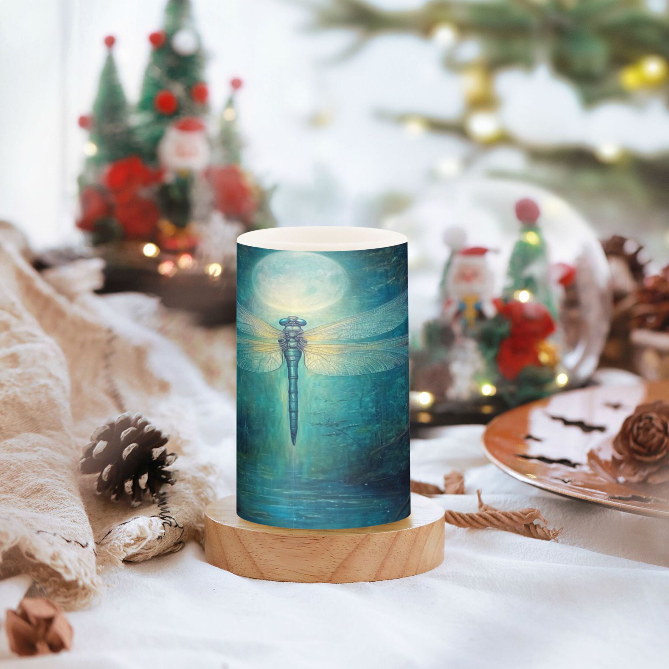 Wobogo Tranquility Dragonfly Combo Flameless Flickering Candle Light with Remote Control and Timer for Romantic Atmosphere