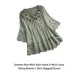 thumbnail image 3 of Blusa vintage Qarigey para mujer con cuello en V lazo familiar verde XL, 3 of 6