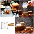 thumbnail image 2 of Yongwei syrup pourer Heat Resistant Glass Cup Wooden Side Handle Tea Cup Coffee Milk Cup Container, 2 of 11