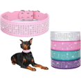 thumbnail image 1 of 1Pack Rhinestones Dog Collars-2" Wide Crystal Diamonds Studded PU Leather 5 Rows Sparkly Crystal Studded Collar for Medium and Large Dog, 1 of 6