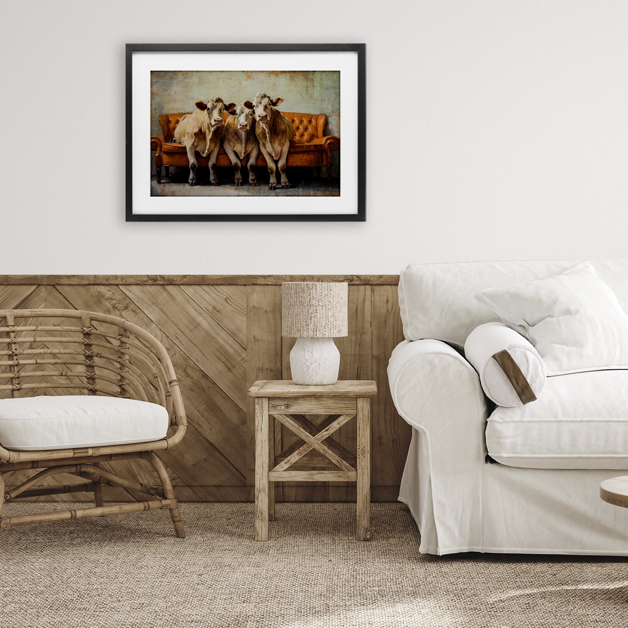Stupell Industries Cows Just Chillin' Black Framed Print Under Glass, design by Tina LeCour