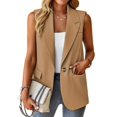 thumbnail image 2 of Chaleco blazer Mina Self Khaki sin mangas para mujer, talla 2XL, 2 of 6