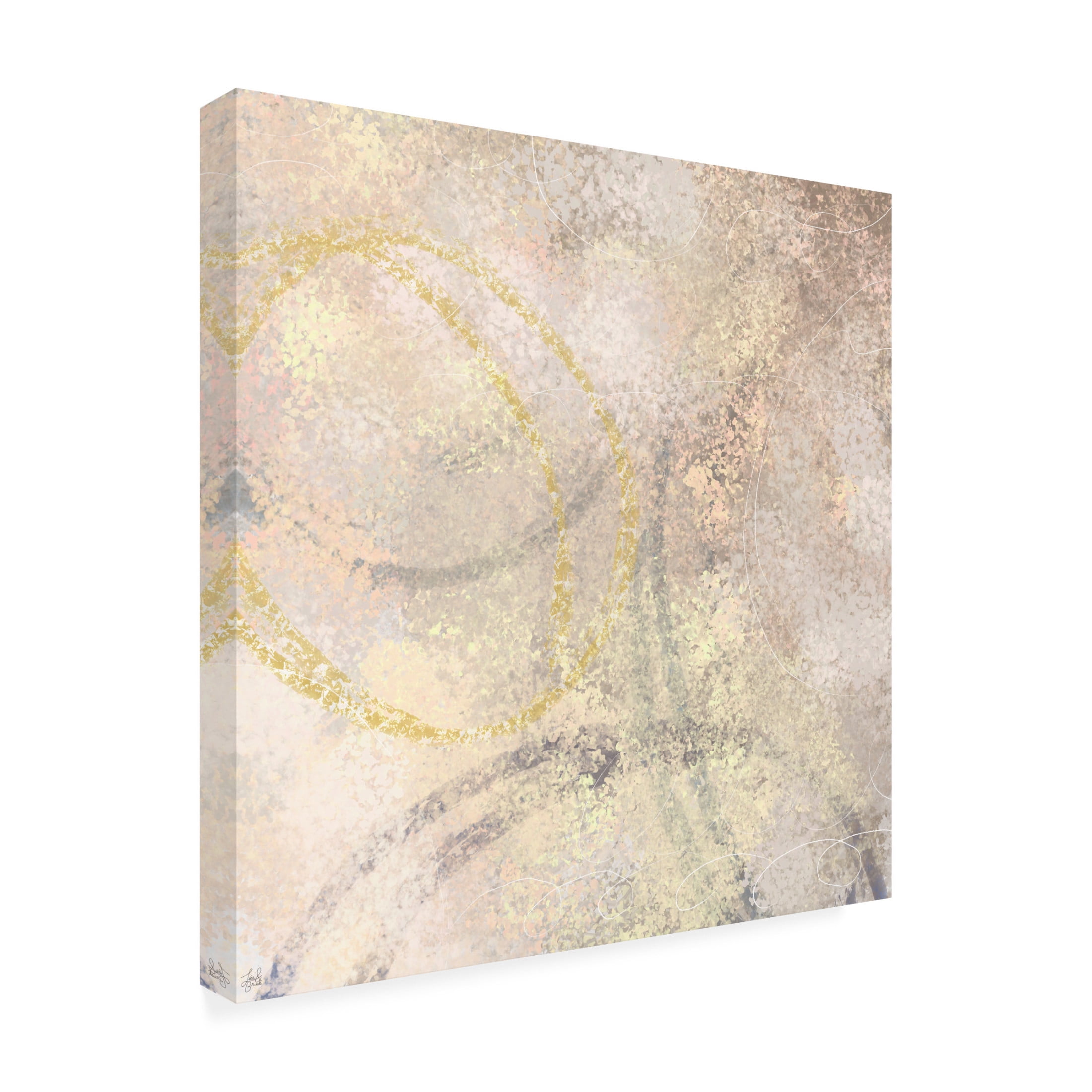 Canvas Wall Art - Line and Brush 'Strokes Circles 2' Wall Art for Living Room, Bedroom, or Office Décor by Trademark Fine Art - 14 x 14 Inches