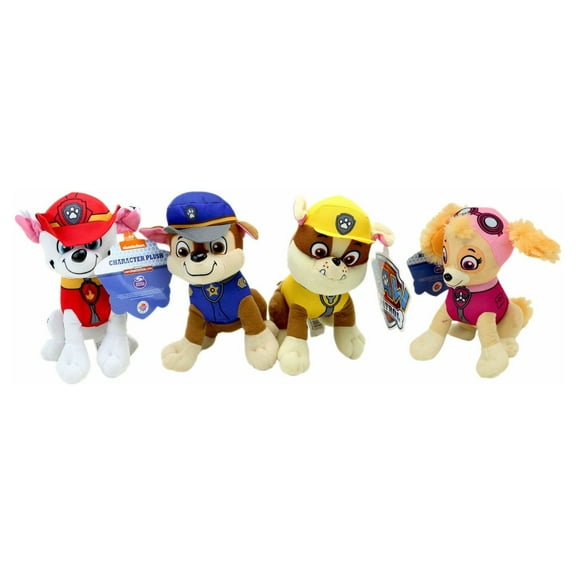 Nickelodeon Paw Patrol Set: Chase, Rubble 8" Marshall & Skye Plush Toys (4 Pieces)