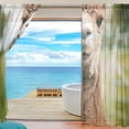thumbnail image 4 of Splicing Pattern Portrait of Brown Alpaca Semi Sheer Curtains Window Voile Drapes Panels Treatment-55X84in for Living Room Bedroom Kids Room, 4 of 4