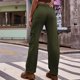 thumbnail image 4 of Pantalones Mezclilla Gibobby Carga Cintura Alta 4 Bolsillos Moda Informal Mujer Vaqueros Pierna Ancha Verdinegro XXL, 4 of 5
