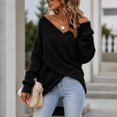 thumbnail image 6 of WULMLEO Women Off Shoulder Wrap Ribbed Knit Sweaters Long Sleeve Loose Cross Front Pullover Tops Black S, 6 of 6