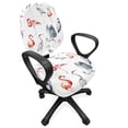 thumbnail image 1 of Flamingo Office Chair Slipcover, Heron and Flamingo Birds with Watercolor Design Wildlife Nature, Protective Stretch Decorative Fabric Cover, Standard Size, Grey Vermilion White, by Ambesonne, 1 of 5