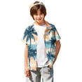 thumbnail image 3 of Abcomgle Button Up Shirts for Boys Size 6-7 Tropical Palm Tree Print Boys Spring Shirts Button Down Short Sleeve Cruise Hawaiian Clothes for Boys,Sky Blue,12-13Years, 3 of 5