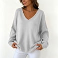 thumbnail image 6 of Liuinsasek Womens Winter V Neck Knitted Sweater Fashion Casual Basic Solid Lightweight Soft Basic Casual Pullover Top for Spring Fall Winter, 6 of 10