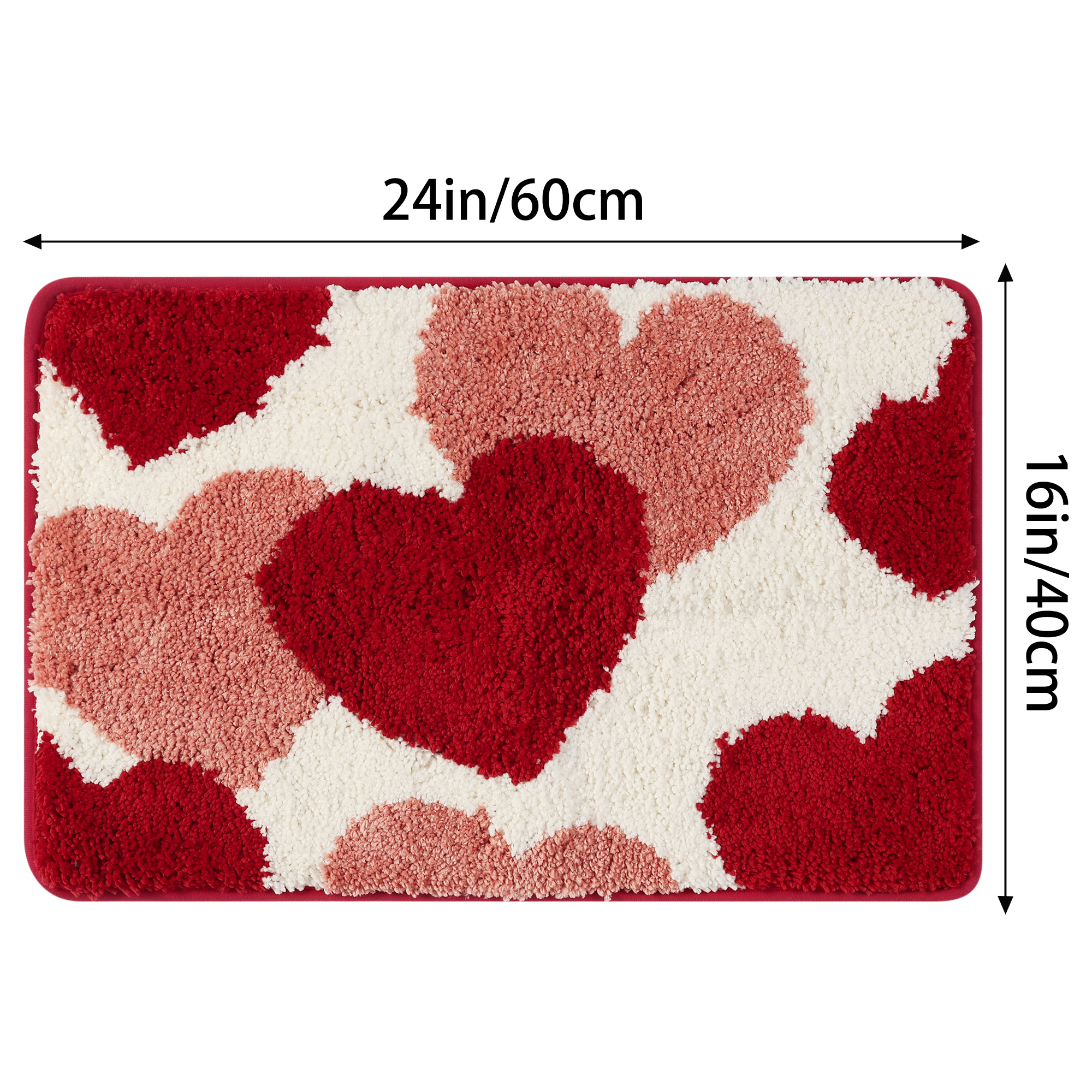 Unique Bargains Soft Bath Rugs Non-Slip Bathroom Rug Cute Water Absorbent Thick Bath Mat Love 16" x 24"