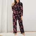 thumbnail image 2 of Pofeuu Humming Bird And Tropical Print Womens Pajamas Set Long Sleeve Sleepwear Button Down Nightwear Soft Pj Lounge Sets Button Down Pajamas Women-XX-Large, 2 of 7