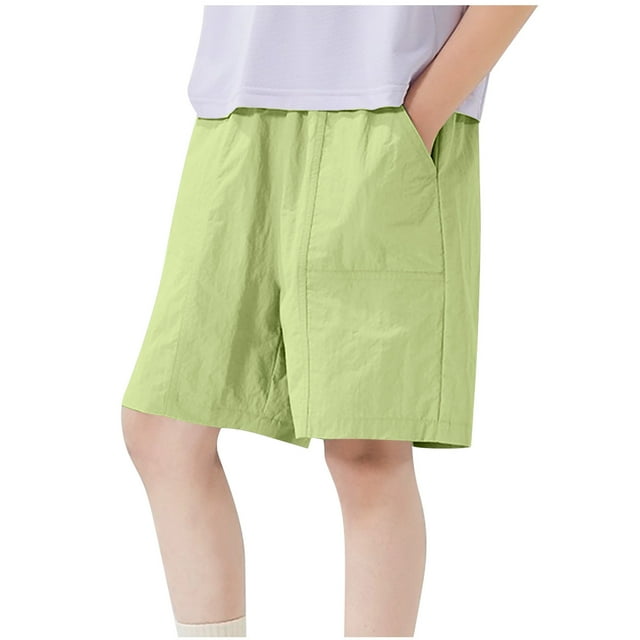 Odeerbi 3-14 Años Niños Niñas Verano Workout Athletic Deportes Bermudas Pantalones Cortos Primavera Color Sólido Pantalones Cortos