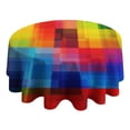 thumbnail image 4 of Colorful Rainbow Checkered Pattern Round Tablecloth 60"x60",Wrinkle Wipeable Table Cloth for Kitchen Dining Room Picnic Patio Party, 4 of 6