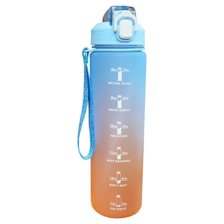 

Water Bottle with Time Marker | 1000ml Sports Drinking Cup | Large Capacity Drinkware with Time Marker and Straw For Outdoor Fitness Gym Hiking