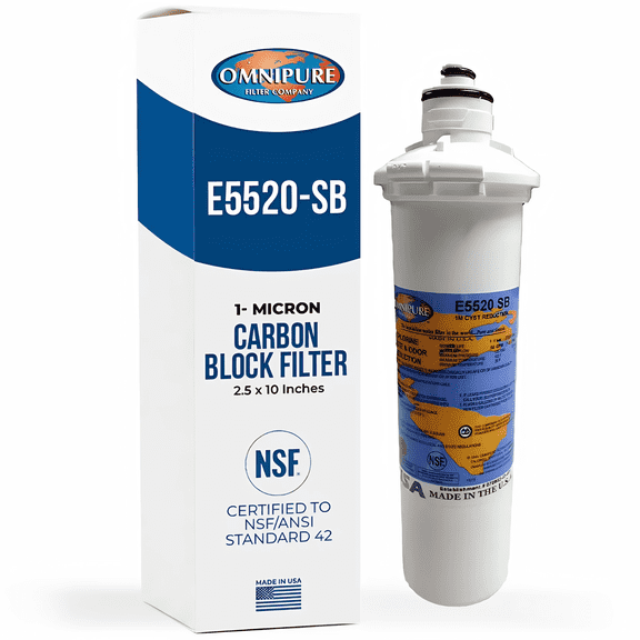 Omnipure E5520-SB Carbon Block Filter 1 Micron 2.5" x 10"