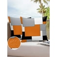 thumbnail image 6 of Pack of 2 Outdoor Pillow Covers, Abstract Art Orange Black Gray Splice Waterproof Square Throw Pillowcase Cushion Decorative Pillow Covers for Couch Patio Tent, 18x18 in, 6 of 6
