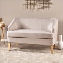 JERFIT Modern Loveseat Sofa for Living Room, Mid-Century Small Couch with Wood Legs, Beige Fabric 2-Seater