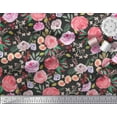 thumbnail image 3 of Soimoi Black Cotton Duck Fabric Leaves & Floral Watercolor Printed Craft Fabric by The Yard 42 Inch Wide, 3 of 3