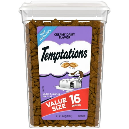 Temptations Classic Creamy Dairy Flavor Crunchy And Soft Wet Treats For Cats, 16 Oz Tub