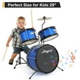 thumbnail image 6 of 3 Piece Kids Drum Set, Junior Drum Set for Beginners with Bass Tom Snare Drum, 14.76 Inch Drum Kit with Snare, Cymbal, Drumsticks, Adjustable Seat (Blue), 6 of 8