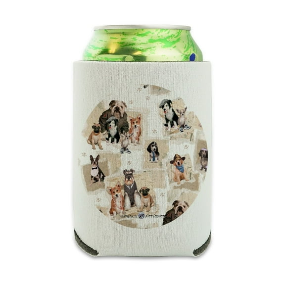 Cool Dudes Dogs in Outfits Can Cooler - Drink Sleeve Hugger Collapsible Insulator - Beverage Insulated Holder
