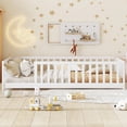 thumbnail image 2 of Bellemave Full Size Montessori Bed Frame with Slats and Rails, Solid Wood Full Floor Bed for Kids/Boys/Girls, No Box Spring Needed (White), 2 of 6