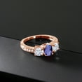 thumbnail image 3 of Gem Stone King 18K Rose Gold Plated Silver 3-Stone Ring Checkerboard Iolite Moissanite(1.77 Cttw) (Size 6), 3 of 4
