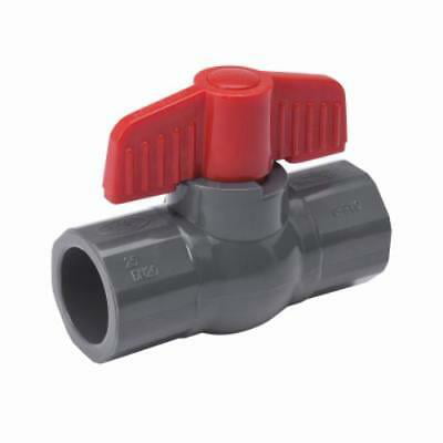 270S112 1 1/2" Gray PVC Sch 80 Ball Valve NSF Approved Solvent Ends 