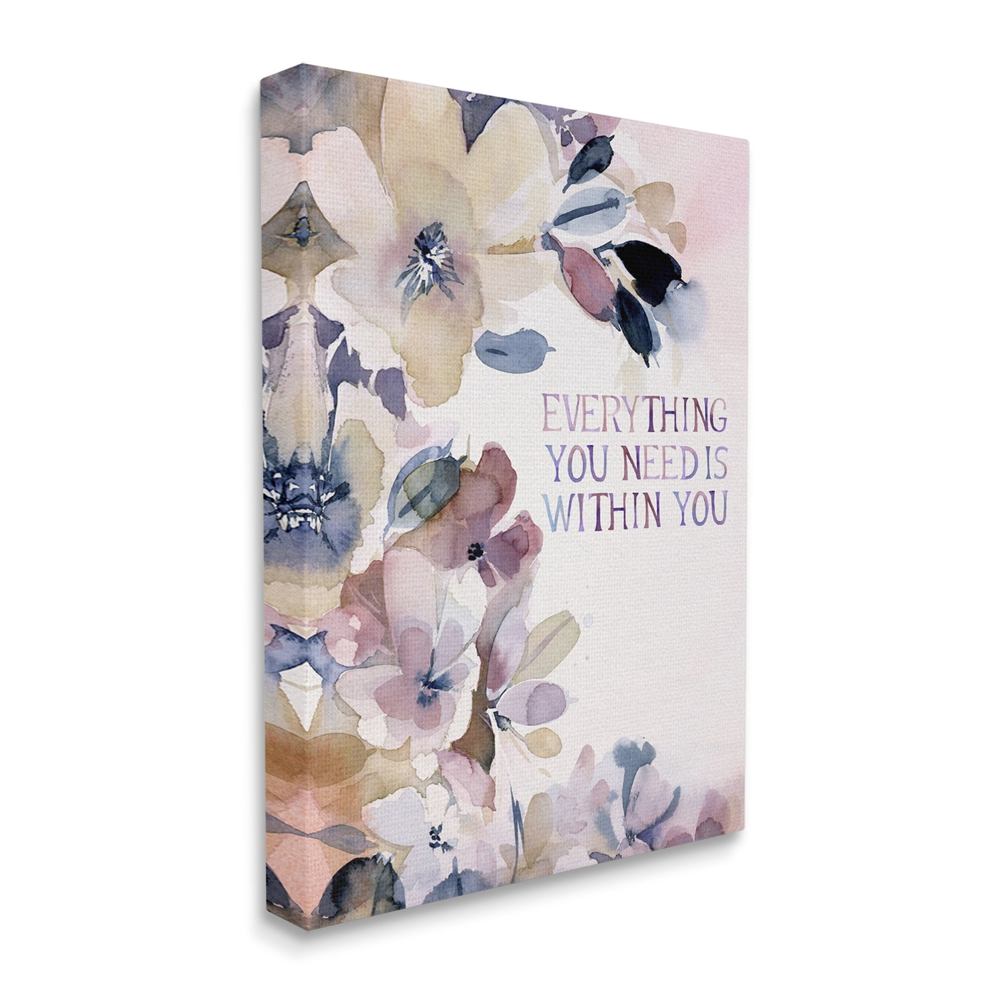 Stupell Industries Everything You Need Floral Phrase Inspirational Painting Gallery Wrapped Canvas Print Wall Art