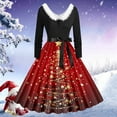 thumbnail image 2 of Christmas Skirts for Women Christmas Party Outfit Festive Long Sleeve Collar Asymmetrical Party Gown Elegant Holiday Dinner Dress for And Celebrations, 2 of 3