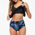 thumbnail image 3 of IDALL Bikini Sets Bathing Suit Women's High Waist Ruffle Bikini Set 2 Piece Two Piece Swimsuit High Waisted Bikini Sets Tummy Control Swimsuits Black 2 M, 3 of 7