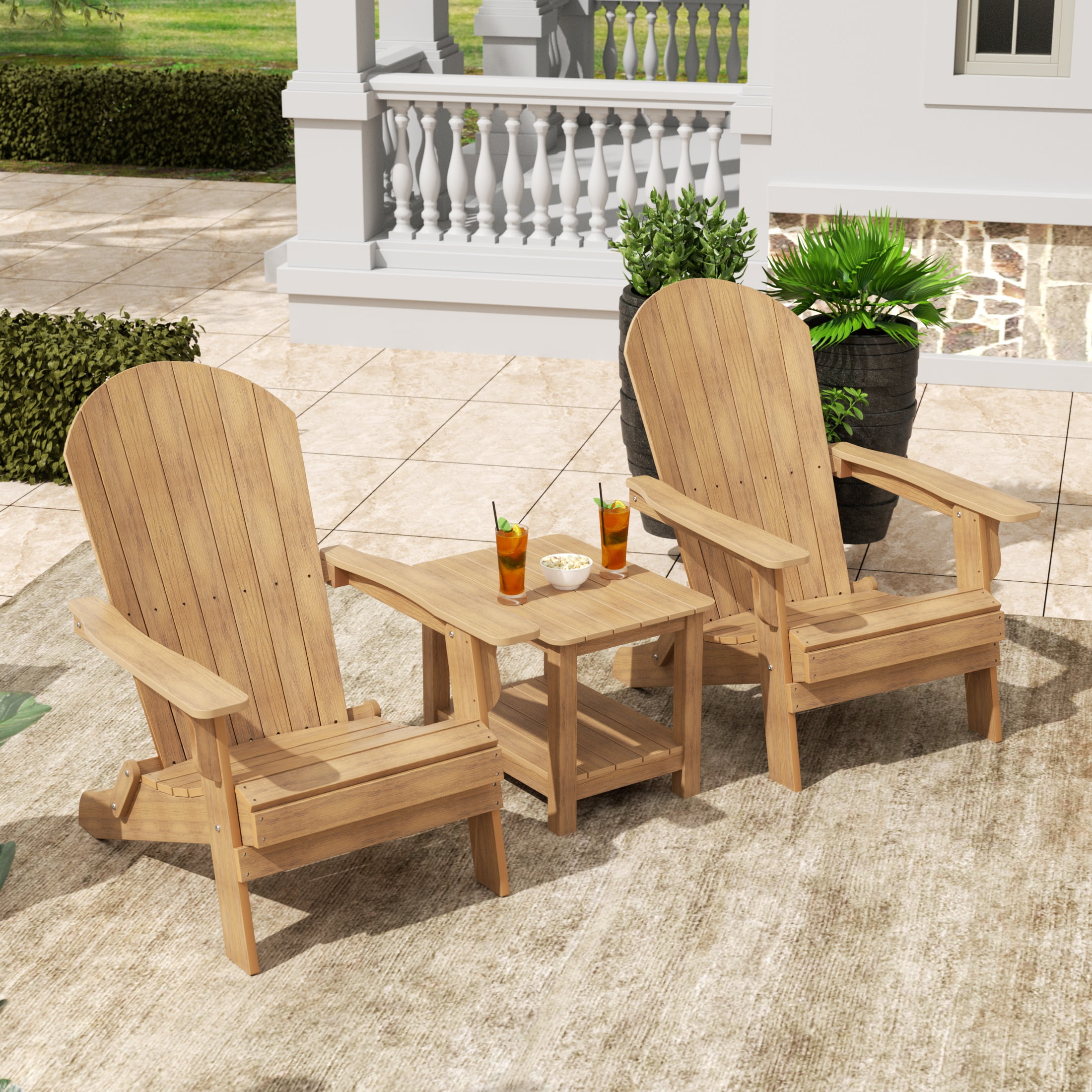 Mesa Y Sillas Terraza Giantex Juego De Sillas Adirondack Plegables Silla  Adirondack Para Exteriores Con Mesa Auxiliar Soporte Para Tazas Juego De  Sillas Para Fogata Para Balcony Furniture, image size:2200x2200