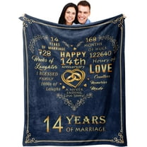 Ivory Gifts for 14th Anniversary Blanket 50"x60", 14th Anniversary Wedding Gifts for Husband Wife Couple, 14 Year Anniversary Romantic Gifts for Him Her, 14 Years of Marriage Throw Blankets