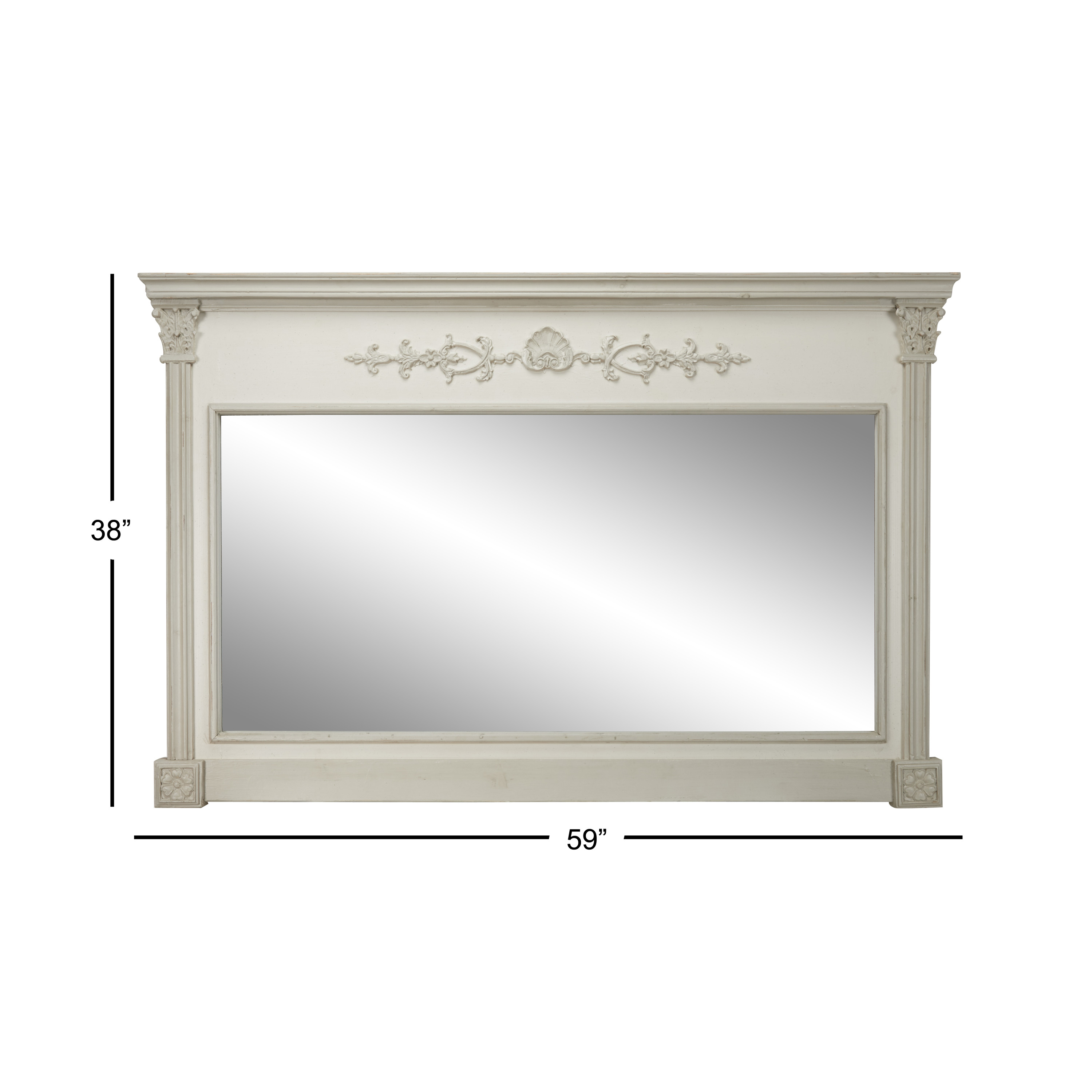 Buy DecMode Wood Vintage Inspired Rectangular Wall Mirror with Crown