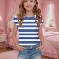 thumbnail image 2 of YABCSAZ Girls Summer Outfits Color Block Short Sleeve Tops Loose Fit Active Tee Shirts Kids Casual T-Shirts Blouses Striped Shirts Tops Baby Clothes Size 13 T, 2 of 7