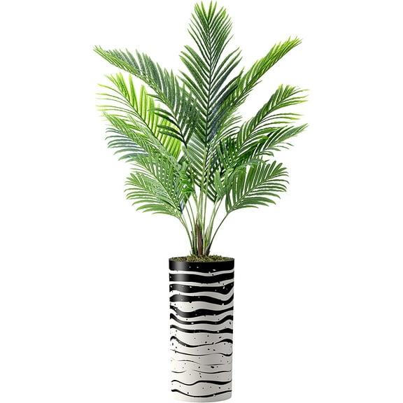 Artificial Tree in Contemporary Planter, Fake Areca Tropical Palm Silk Tree for Indoor and Outdoor Home Decoration - 66" Overall Tall (Plant Pot Plus Tree)