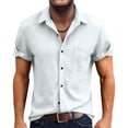 thumbnail image 2 of Short Sleeve Shirts for Men Button Up Casual Lightweight Pocket T Shirts Collared Vacation Beach Shirt Summer Tops, L, 2 of 9