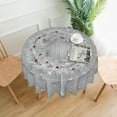 thumbnail image 4 of Silver Snowflakes Round Tablecloth 60Inch Christmas Winter Snow Table Cover with Xmas Tree Leaves Berry Table Cloth Heat Resistance Polyester Fabric for Kitchen Dining Camping Party Decor, 4 of 6