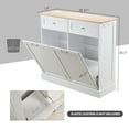 thumbnail image 4 of HARIPUL Double Tilt Out Trash Cabinet, 26 Gallon Trash Can Cabinet with Drawers & Handles for Kitchen, White/Light Brown Top, 4 of 8