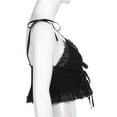 thumbnail image 6 of MESSUEN Tie Front Tank Top Going Out Tops V-neck Crop Women Chest Tie Hollow Lace Stitching Exposed Umbilical Inner Strap Vest Top Women's Fashion Basic Tops Black M, 6 of 8