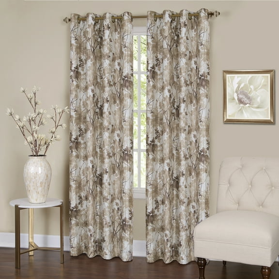 Achim Tranquil - Lined Grommet Window Curtain Panel, Tan, 50x63