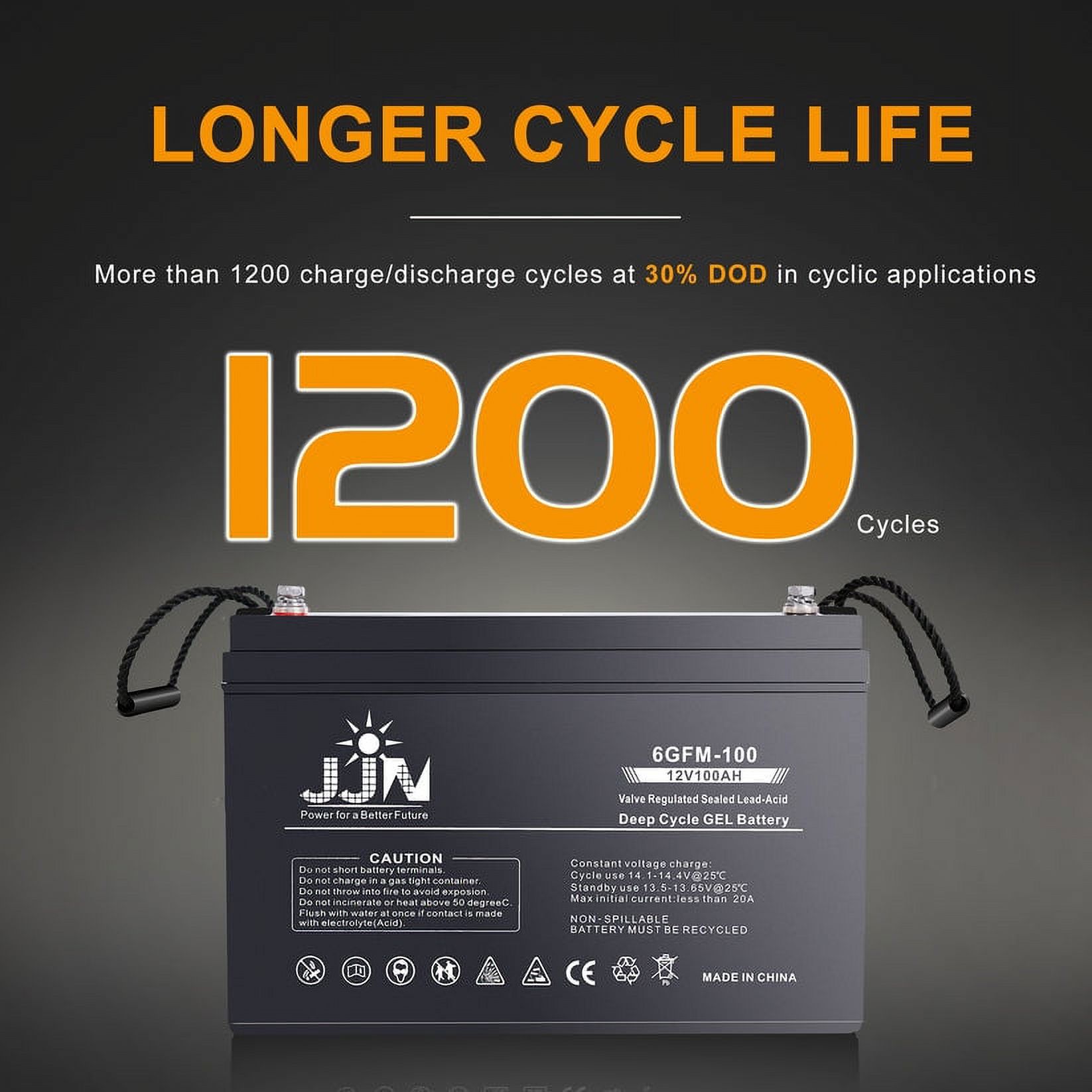 JJN 12V 100ah Deep Cycle Hybrid Gel Battery SLA VRLA Rechargeable Batteries for RV, Backup Power