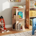 thumbnail image 2 of Gymax Bibliothèque Rotative pour Enfants, Coin Rond Tournant, Bibliothèque avec Déflecteurs Ours, Café, 2 of 10
