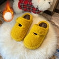 thumbnail image 5 of SYMSHOES Soft Warm Plush Fuzzy Womens Slippers - Non-slip Closed Toe with Adjustable Hook and Loop, Nylon Spandex Indoor Outdoor Casual Home Footwear, Yellow,Size 37, 5 of 6