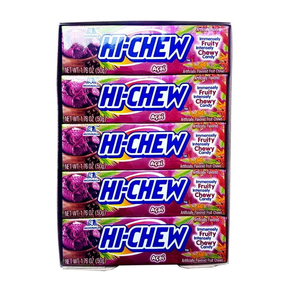 Hi-chew AÃ§aÃ­ with Chia Seeds Chewy Fruit Candies 1.76 oz. bar By Morinaga (10-pack)